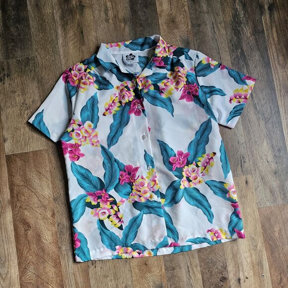 Vintage Hilo Hattie Hawaiian Shirt: 90s Floral Print, Men's Small - Picture 1 of 8
